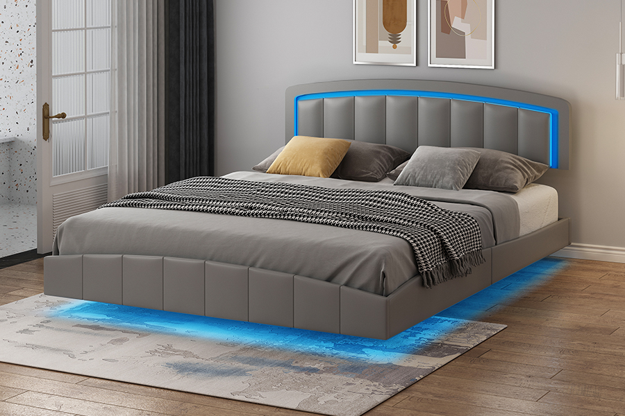 4468-1 LED čalouněný rám plovoucí postele