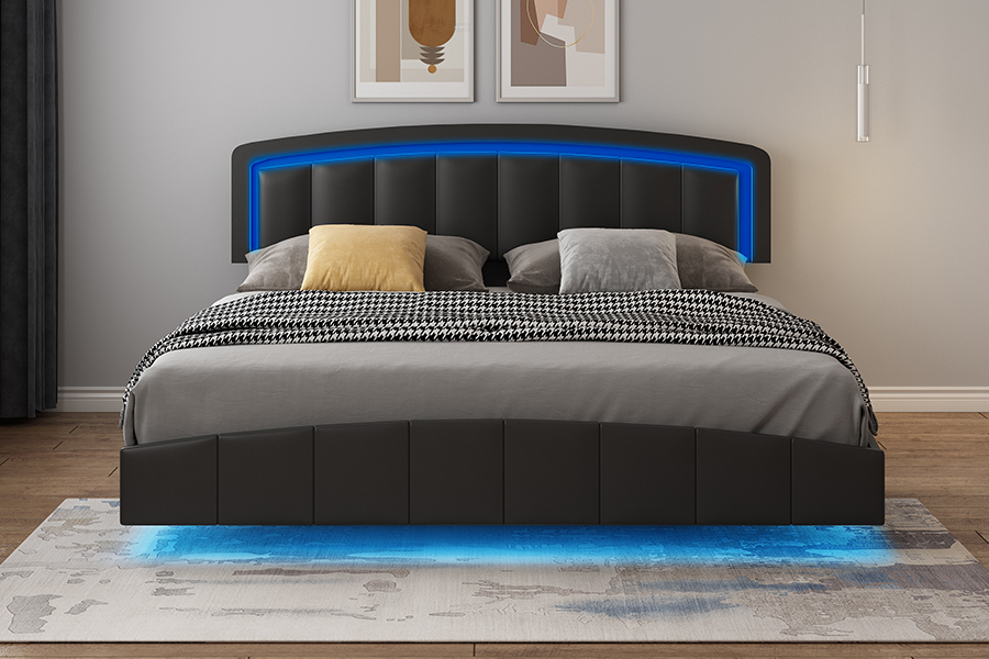 4468-1 LED čalouněný rám plovoucí postele