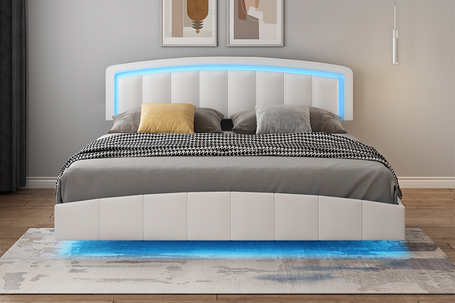 4468-1 LED čalouněný rám plovoucí postele