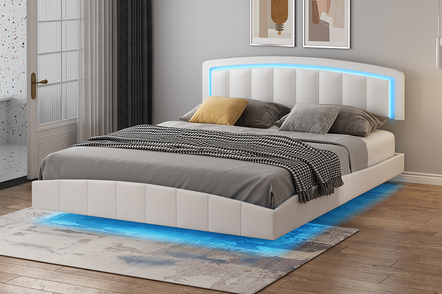 4468-1 LED čalouněný rám plovoucí postele