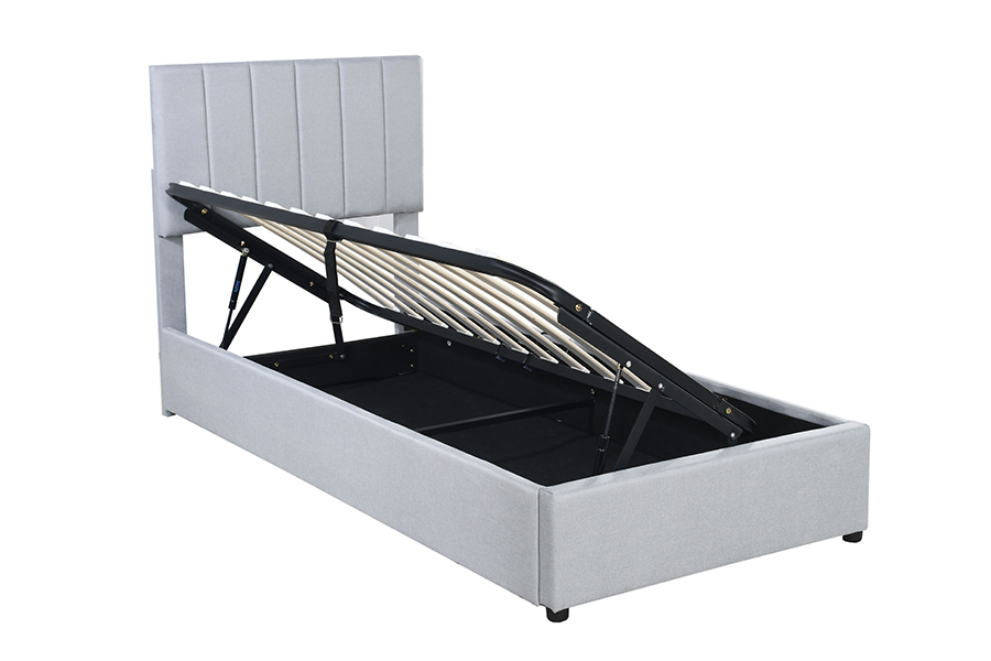 N16 Modern Grey Fabric Zvedací úložná funkce Čalouněný úložný rám postele