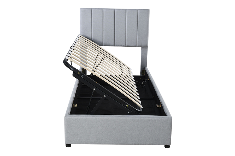 N16 Modern Grey Fabric Zvedací úložná funkce Čalouněný úložný rám postele