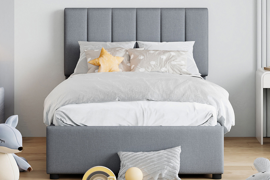 N16 Modern Grey Fabric Zvedací úložná funkce Čalouněný úložný rám postele