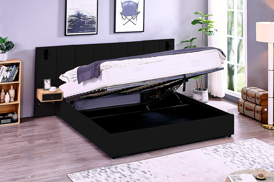 N6 Nastavitelný rám postele Měkký materiál postele Rám čalouněný LED