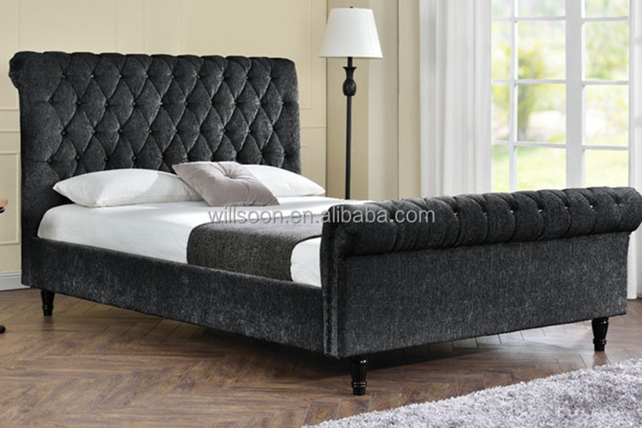 1153 Velvet Fabric Design čalouněná postel ve tvaru S