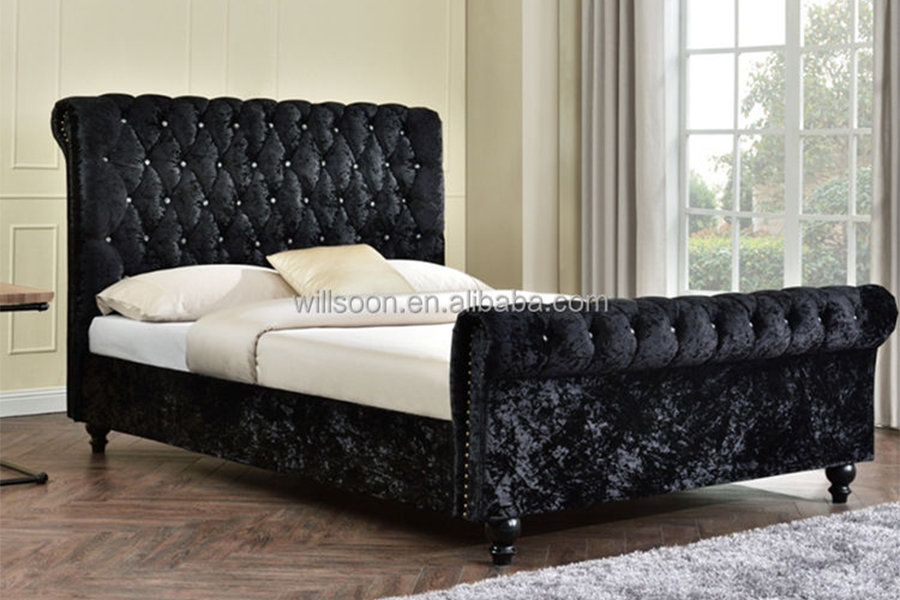 1153 Velvet Fabric Design čalouněná postel ve tvaru S