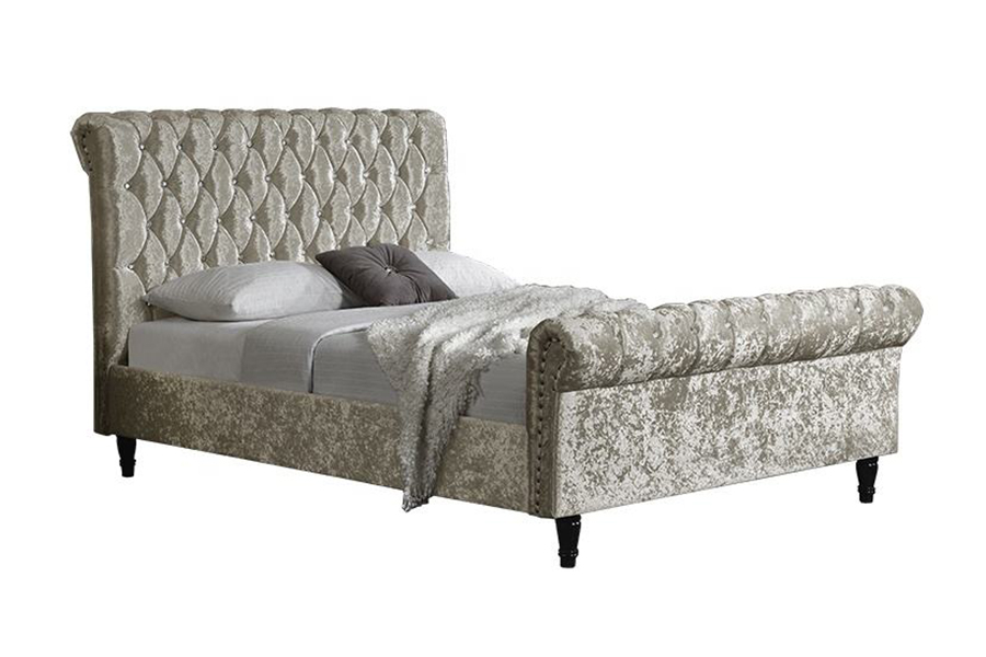 1153 Velvet Fabric Design čalouněná postel ve tvaru S