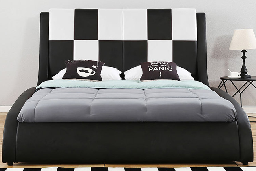 1443 Double King Size PU čalouněná postel ze syntetické kůže