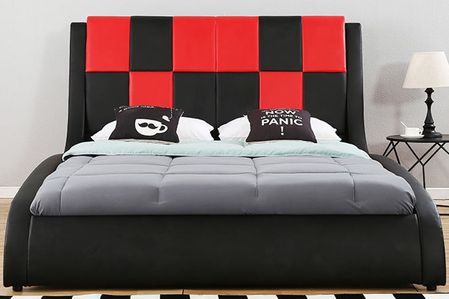 1443 Double King Size PU čalouněná postel ze syntetické kůže
