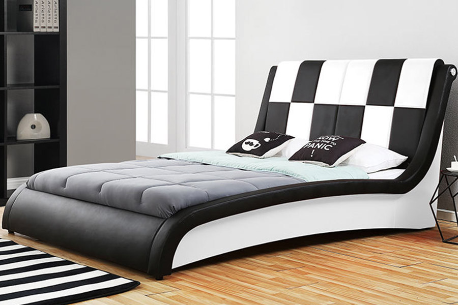 1443 Double King Size PU čalouněná postel ze syntetické kůže