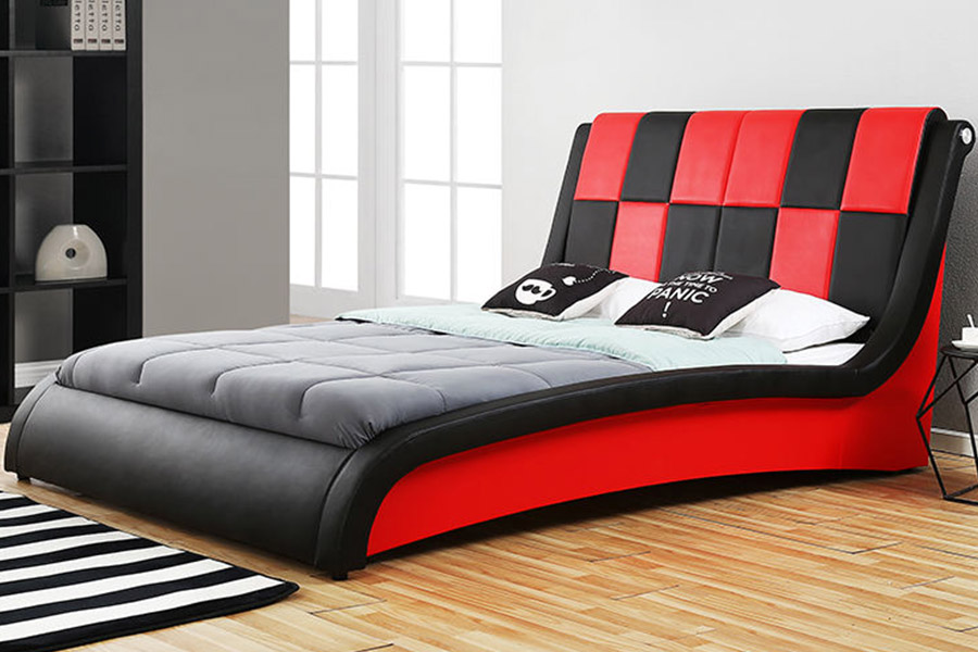 1443 Double King Size PU čalouněná postel ze syntetické kůže
