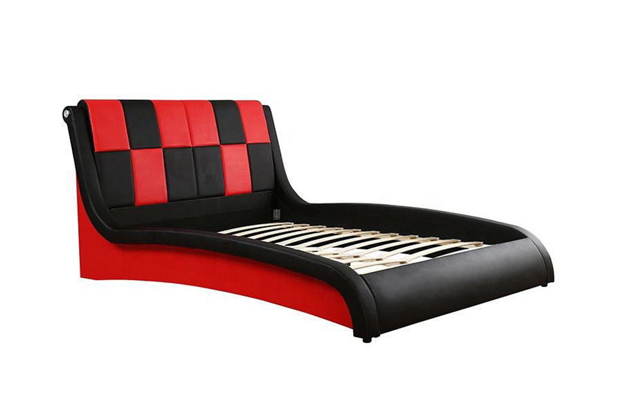 1443 Double King Size PU čalouněná postel ze syntetické kůže