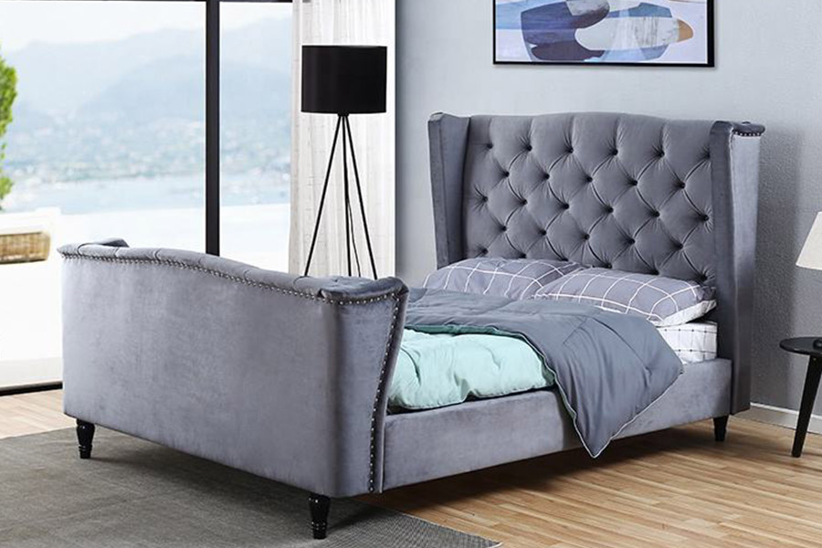 1399 Velvet Fabric Wingback Button Čalouněná postel