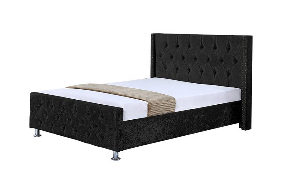 1357 Dřevěný rám kožený materiál Čalouněná postel