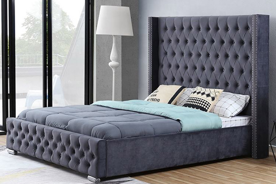1351 Moderní luxusní design Wingback Bed Čalouněná postel