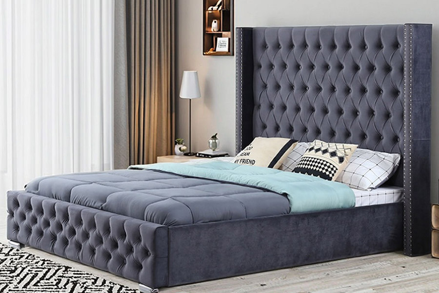 1351 Moderní luxusní design Wingback Bed Čalouněná postel