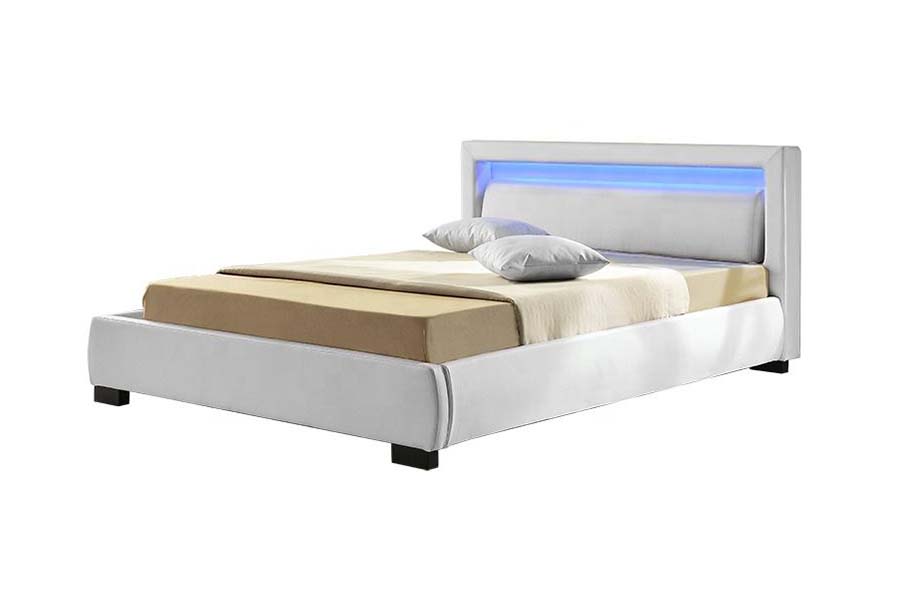 1857 Moderní moderní LED čalouněný rám z umělé kůže