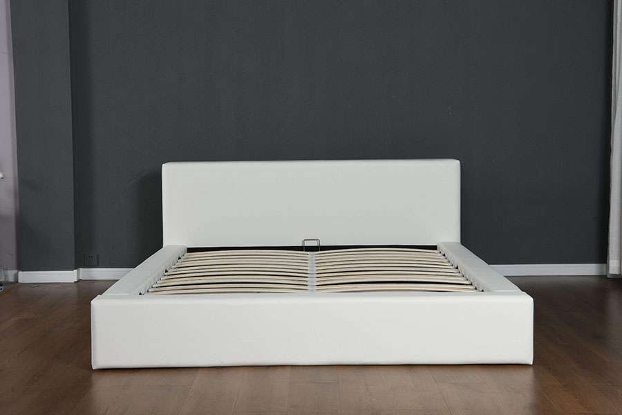 4246 Skandinávský minimalistický úložný rám postele z umělé kůže