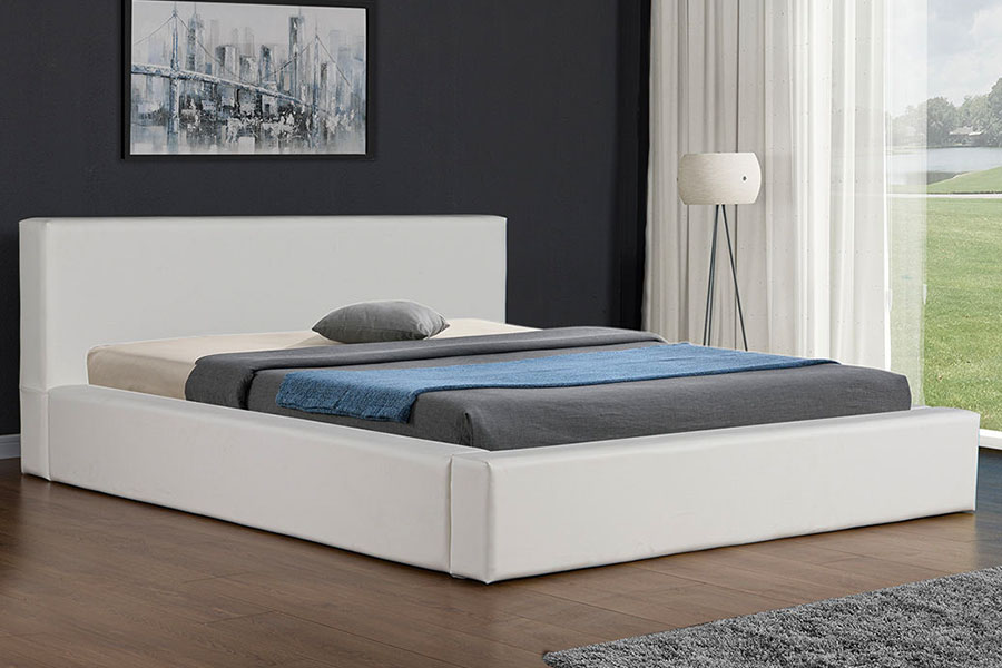 4246 Skandinávský minimalistický úložný rám postele z umělé kůže