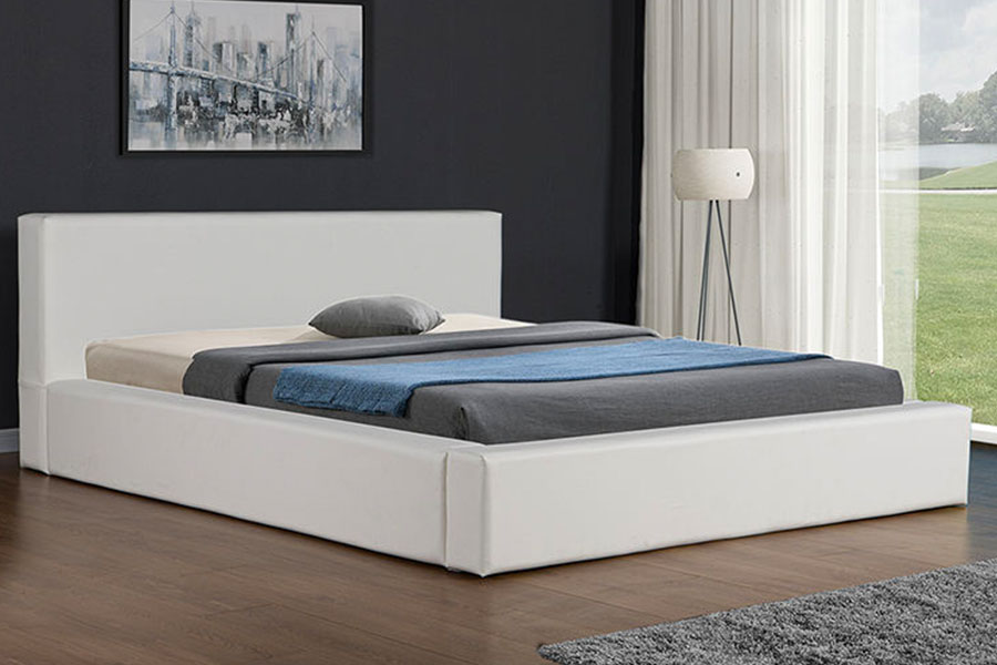 4246 Skandinávský minimalistický úložný rám postele z umělé kůže