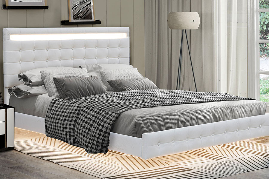 4209 King-Size nastavitelný LED čalouněný rám postele