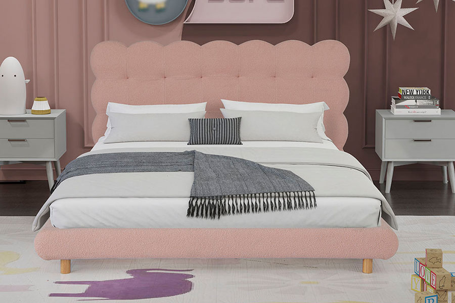 4134 Francouzská designová všívaná čalouněná postel Sherpa Wool