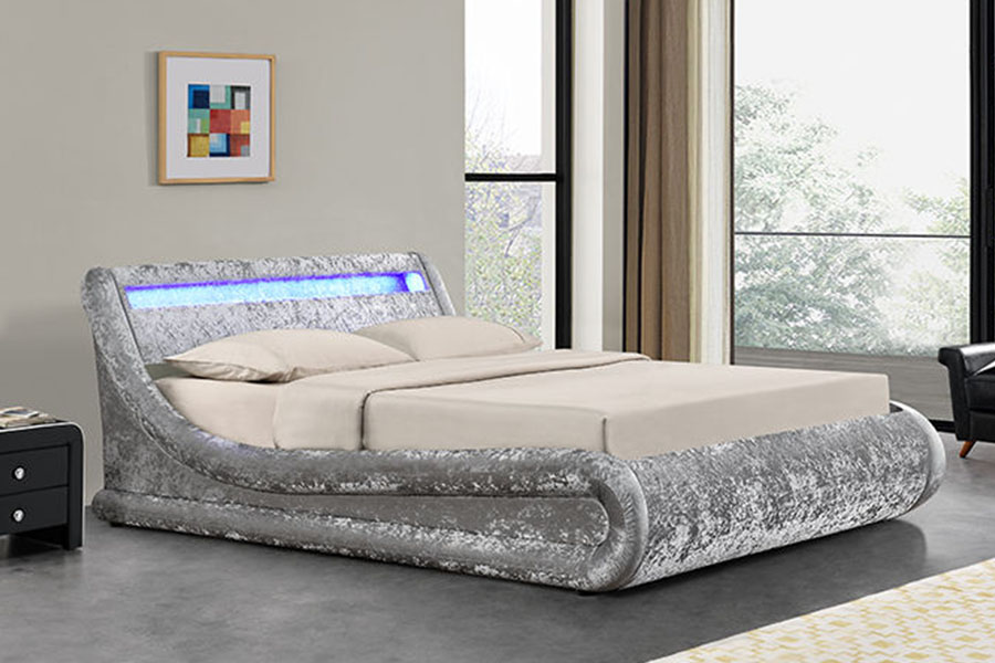 1138-1G Wave-like LED plynový výtah Osmanská PU kožená postel