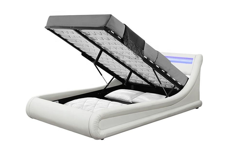 1138-1G Wave-like LED plynový výtah Osmanská PU kožená postel