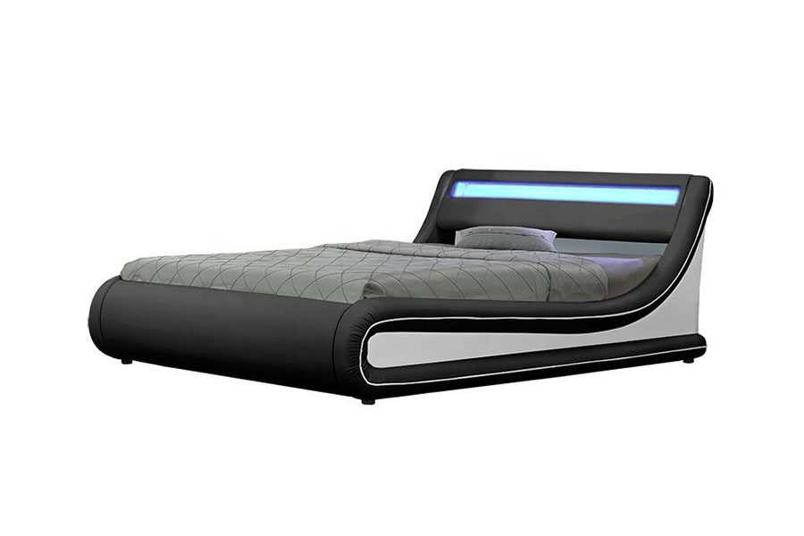 1138-1G Wave-like LED plynový výtah Osmanská PU kožená postel