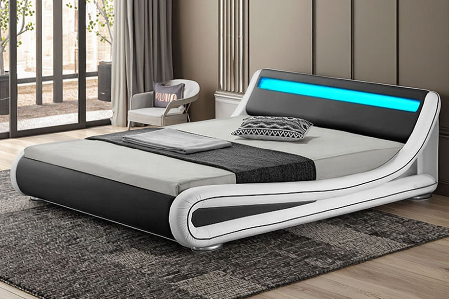 1137-1 Smart LED King úložný kožený čalouněný rám postele