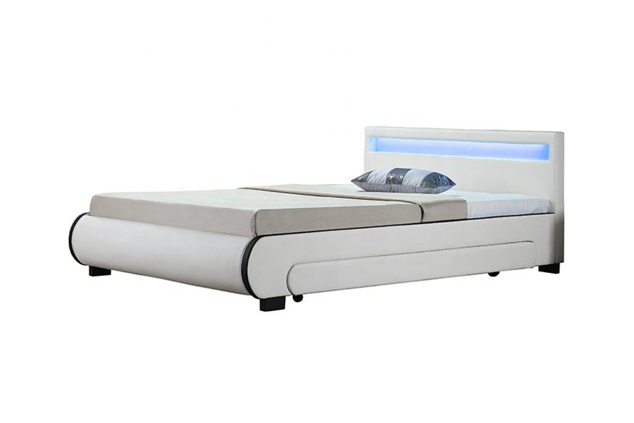 1135-1D LED úložná čalouněná zásuvka Postel z PU kůže