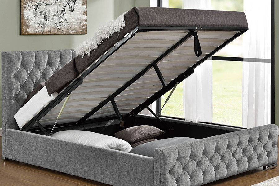 1151G Luxury Velvet Lift King úložný všívaný rám postele