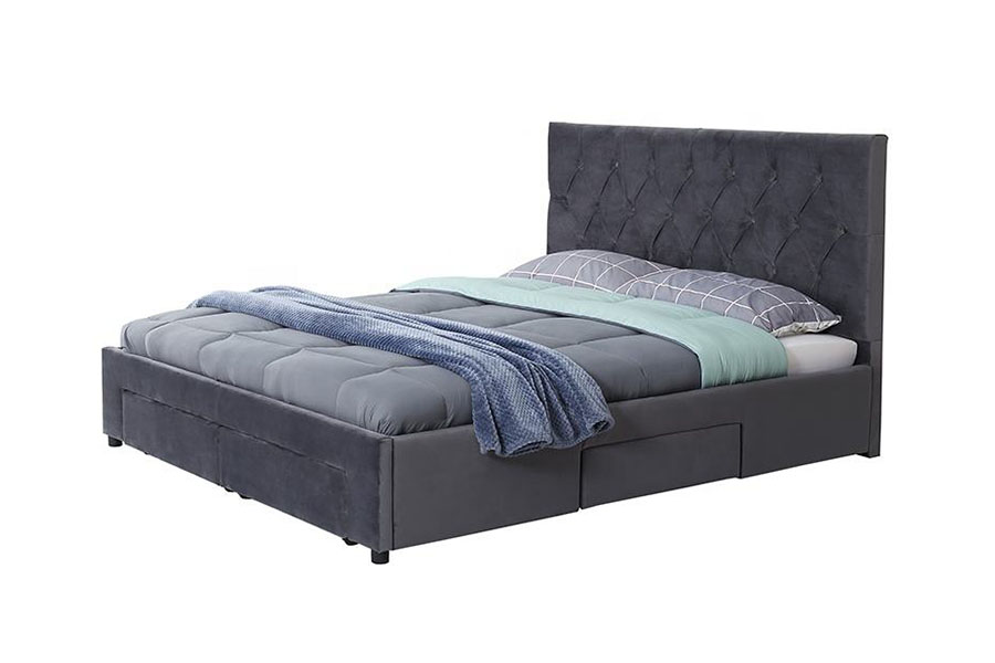 Čalouněný úložný rám postele s dřevěnou základnou 1406D Velvet King