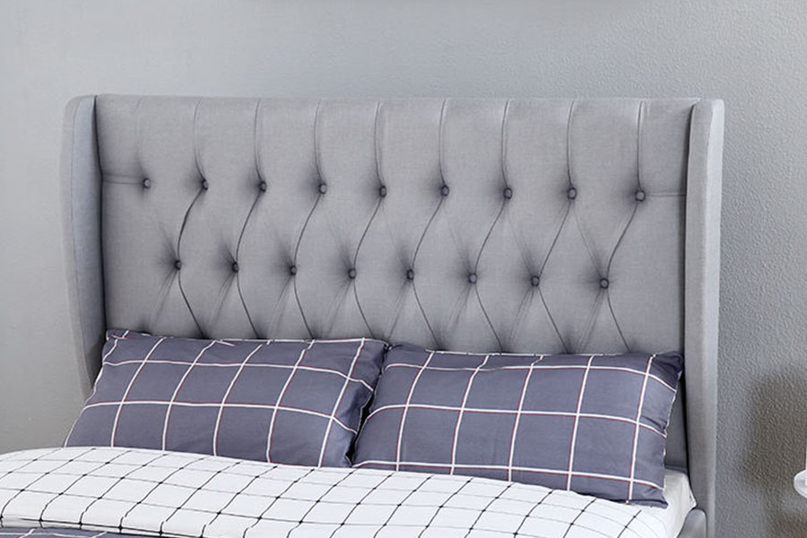 1310G High-headboard Wingback Šedá tkanina s knoflíkem-Detail úložný rám postele