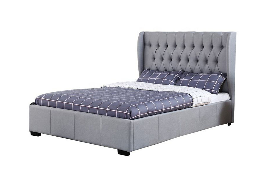 1310G High-headboard Wingback Šedá tkanina s knoflíkem-Detail úložný rám postele