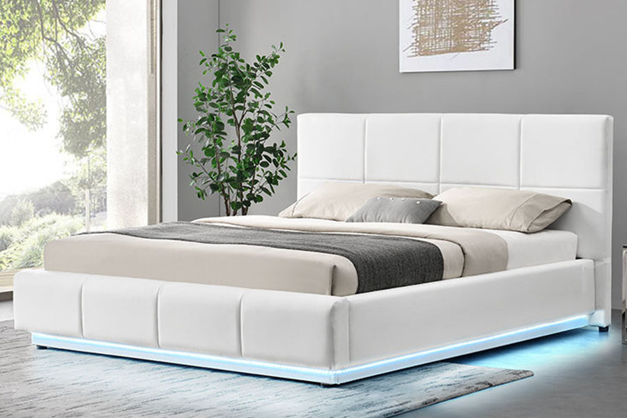 1388G Concave-Rave LED Fabric Gas Lift King Rám čalouněného úložného prostoru