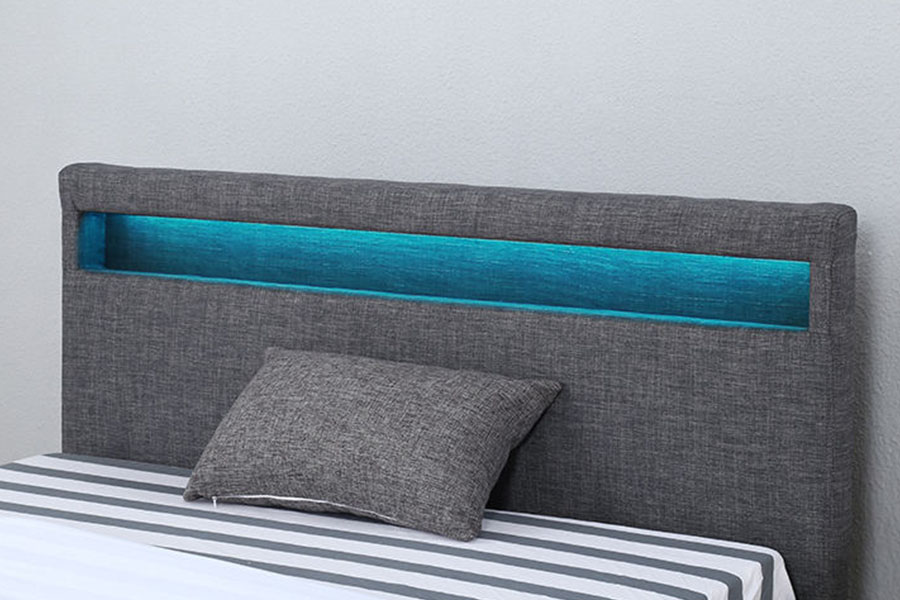 1334-1-2 Elegantní lněný LED dvojitý čalouněný rám postele